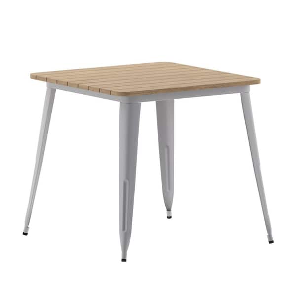 TAYLOR + LOGAN 32 in. Square Brown/Silver Plastic 4 Leg Dining Table with Steel Frame (Seats 4)