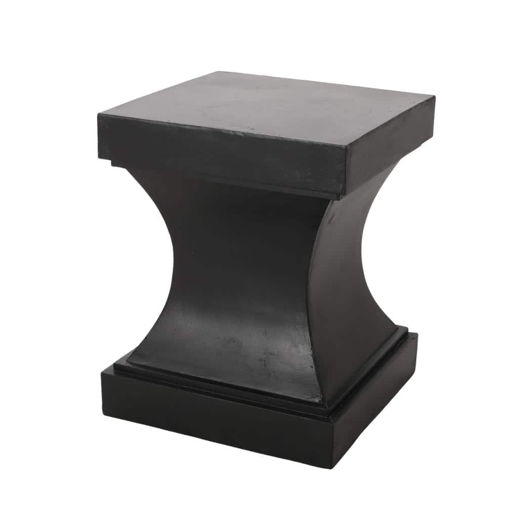 Black Square Magnesium Oxide 17.25 in. Accent Side Table and Clean Pedestal Design with Constructed Lightweight Concrete -  Misopily, PH01228B045