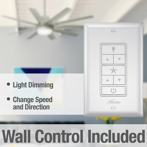 Hunter Overton 60 In. LED Indoor/Outdoor Matte Nickel Ceiling Fan With Light Kit And Wall Control 50719