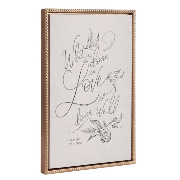 Kate and Laurel Modern Neutral Quote Framed Canvas Wall Art 1-Piece Gold Framed Canvas Art Print, 18 in. x 24 in.