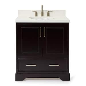 Stafford 31 in. W x 22 in. D x 36 in. H Single Sink Freestanding Bath Vanity in Espresso with Pure White Quartz Top