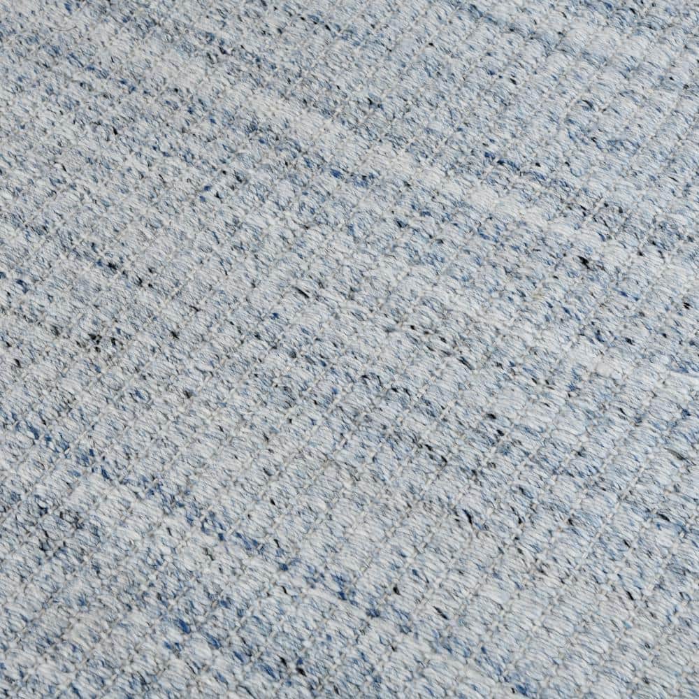 Sky Blue Geometric Hand-Woven Synthetic Area Rug