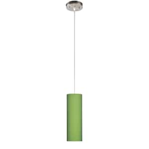 Peak Collection 1-Light Nickel Pendant with Green Glass