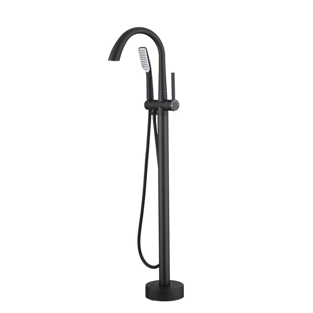 Single-Handle Claw Foot Freestanding Tub Faucet with Handle Shower, Round 3