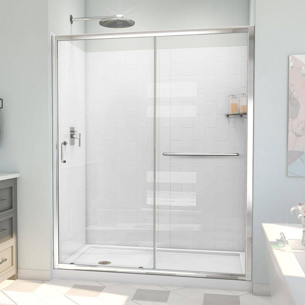 DreamLine 36 in. D x 60 in. W x 78-3/4 in. H Sliding Semi-Frameless ...