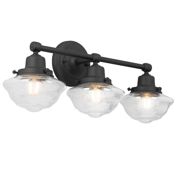 Design House Schoolhouse 23.125 in. W 3-Light Modern Industrial Farmhouse Matte Black Vanity Light