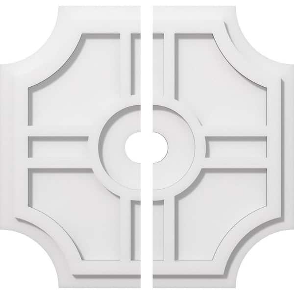 1 in. P X 6 in. C X 18 in. OD X 2 in. ID Haus Architectural Grade PVC Contemporary Ceiling Medallion, Two Piece