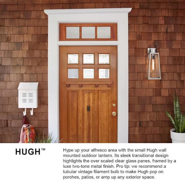 LARK - Hugh 1-Light Antique Brushed Aluminum Hardwired Outdoor Wall Lantern Sconce