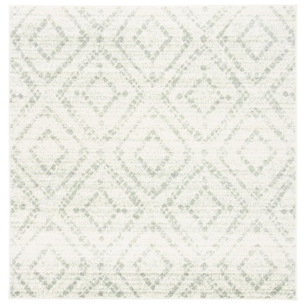 SAFAVIEH Adirondack Ivory/Green 8 ft. x 8 ft. Multi-Diamonds Square Area Rug