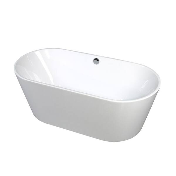 ANGELES HOME 67 in. Acrylic Freestanding Flatbottom Soaking Bathtub in