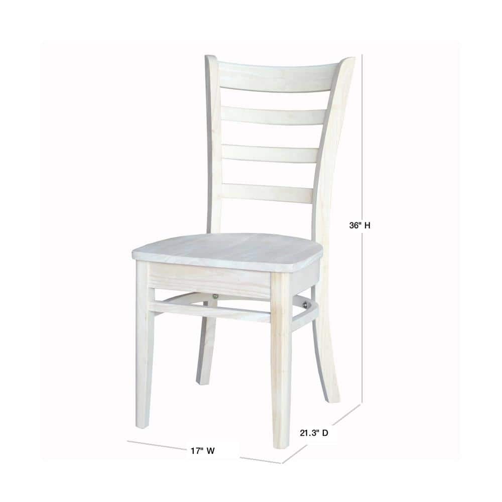 Set of 2 White High Ladderback Wood Side Chairs