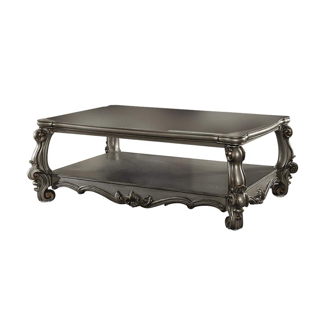 Acme Furniture Versailles 59 in. Antique Platinum Rectangle Resin