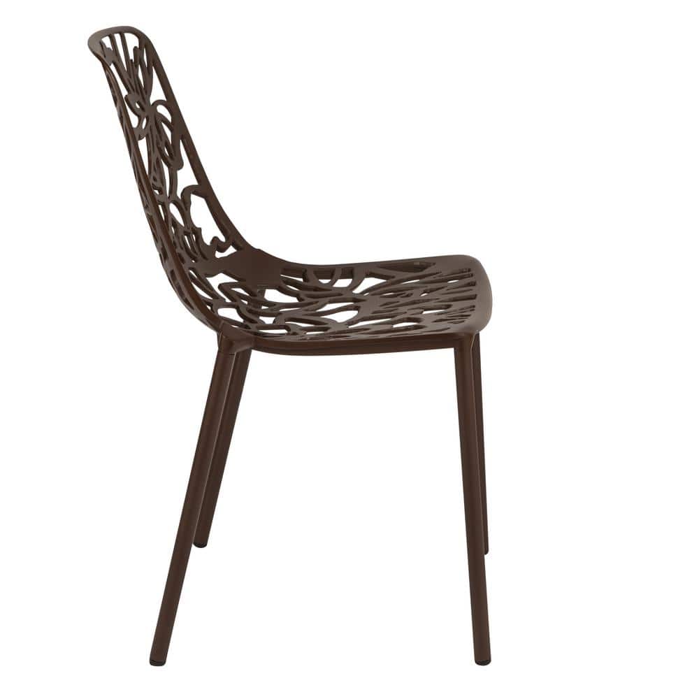 Devon Brown Aluminum Cut-Out Design Modern Outdoor Chair