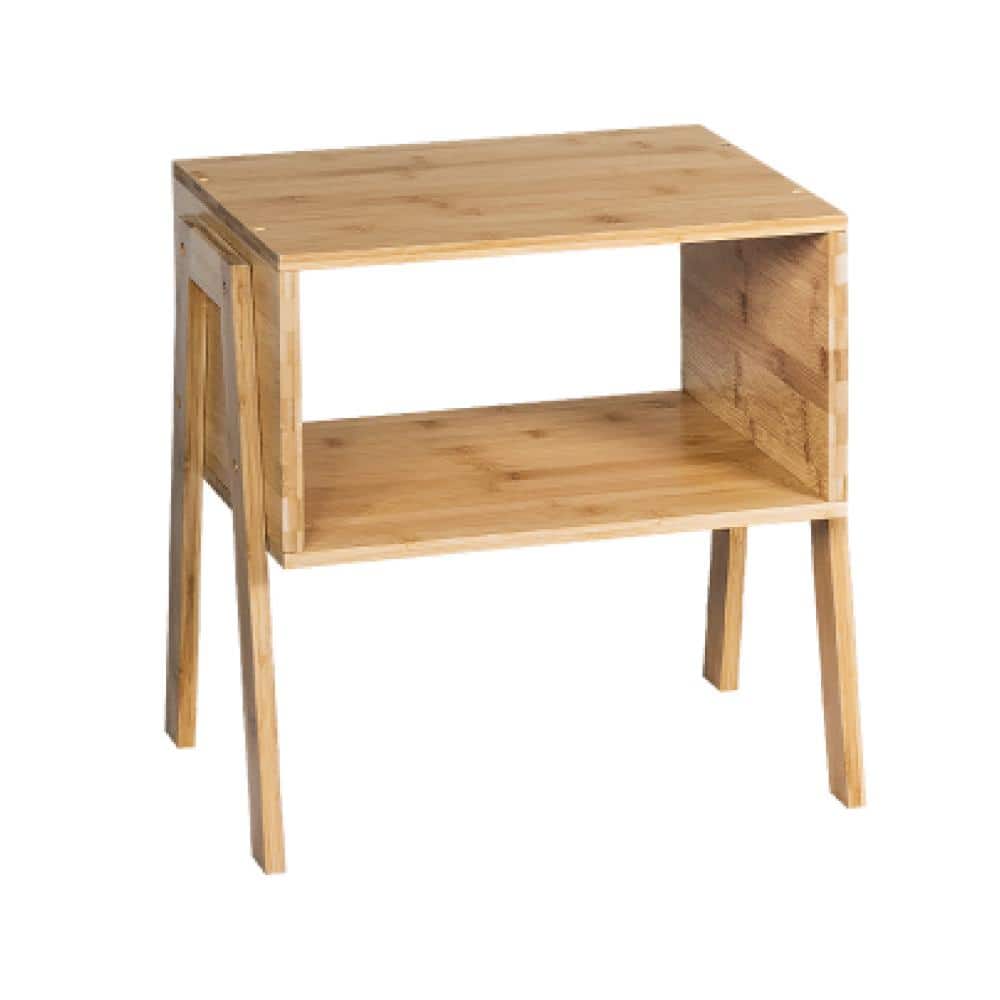 Set of 2 Bamboo Outdoor Nightstand Sofa Side Table with Open Storage Shelf Patio Garden Natural Eco Outdoor Set price history on PriceWatchPro