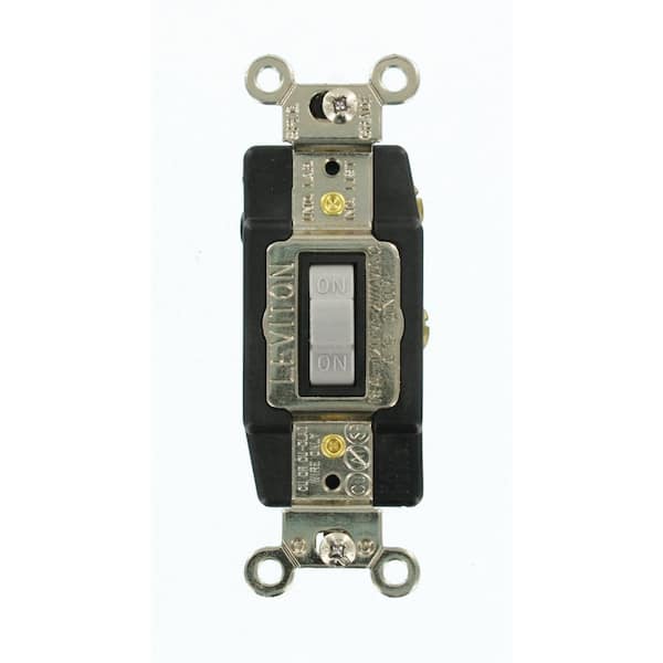Leviton 15 Amp Industrial Grade Heavy Duty Single-Pole Double-Throw Center-Off Momentary Contact Toggle Switch, Gray 1256-GY