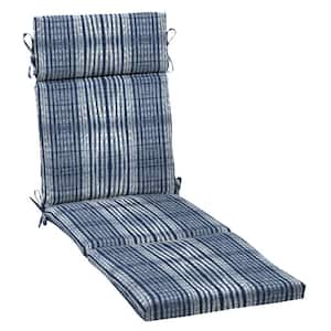 21 in. x 72 in. Outdoor Chaise Lounge Cushion in Blue Shibori Stripe