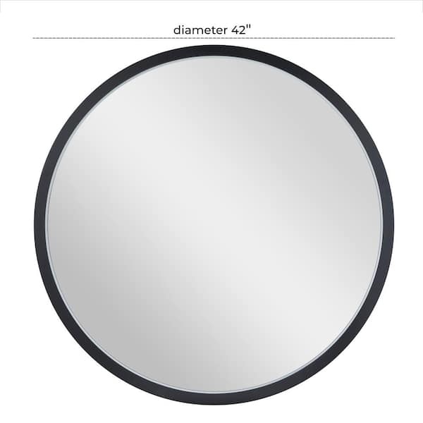 42 in. x 42 in. Round Minimalistic Medium Size Framed Black Wall Mirror