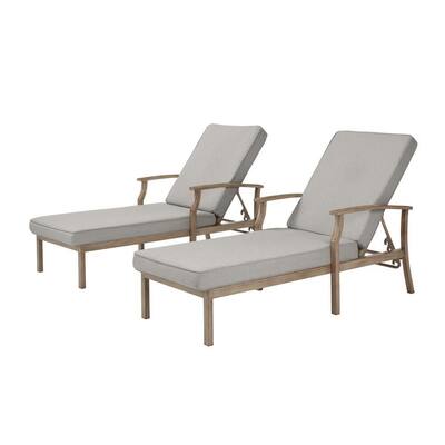 Beachside Rope Look Wicker Outdoor Patio Chaise Lounge with CushionGuard Stone Gray Cushions (2-Pack)