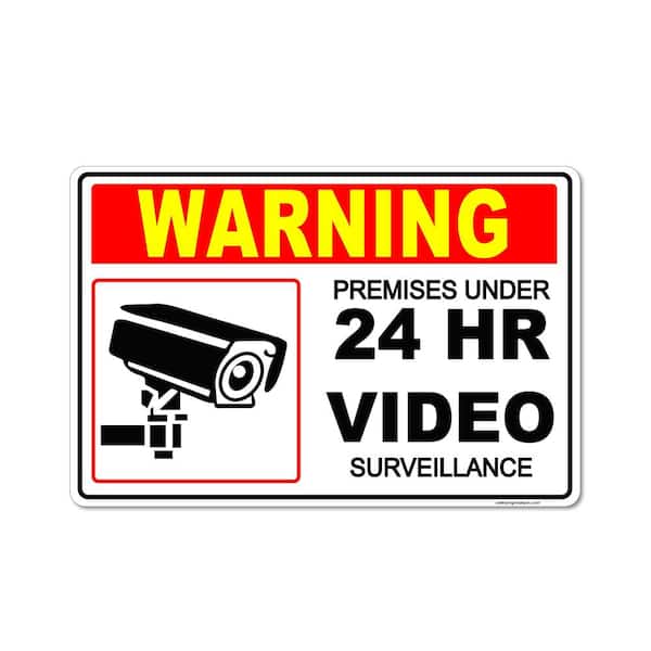 Indoor/Outdoor 14 Tall Plastic Sign PREMISES PROTECTED BY 24H AUDIO & VIDEO Sign surveillance camera