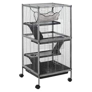 Small Animal Cage for Rabbits, Chinchillas, Ferret with Wheels, Hammock, 4 Platforms and Removable Tray - 45 in. H