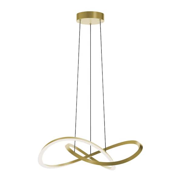 AFX Celeste 31-Watt 1 Light Light Antique Brass Statement Integrated LED Pendant Light with Acrylic Shade