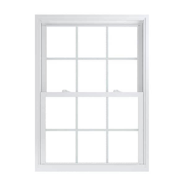 American Craftsman 35.75 in. x 49.25 in. 70 Pro Series Low-E Argon PS Glass Double Hung White Vinyl Repl Window with Grids, Screen Incl