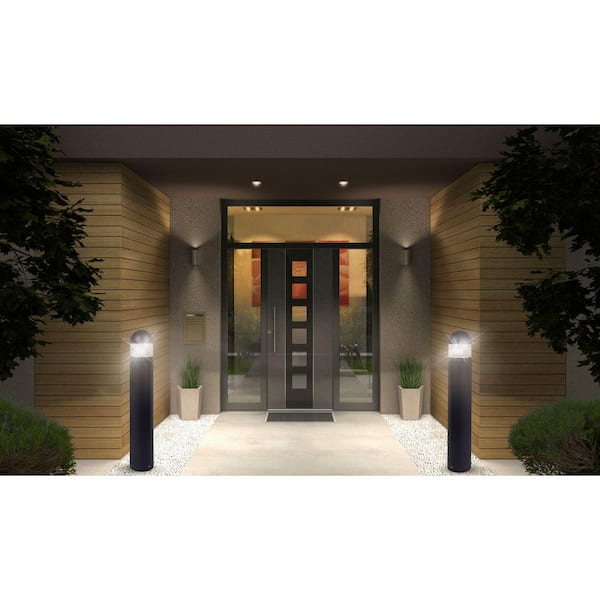 Rounded 201BC Line-Voltage Black Aluminum 1400 Lumen Hardwired Integrated LED Bollard Light 4000K