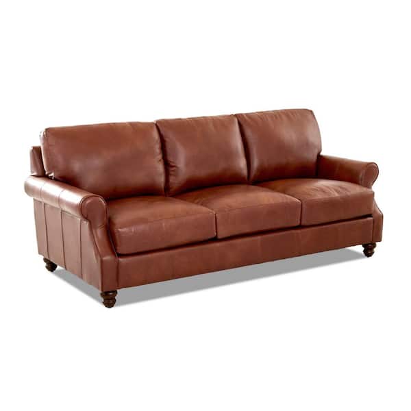 Chestnut Leather 3 Seater Lawson Sofa, Thomasville Leather Sofa