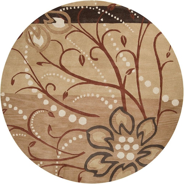 Livabliss Fremont Tan Wool 4 ft. x 4 ft. Round Area Rug