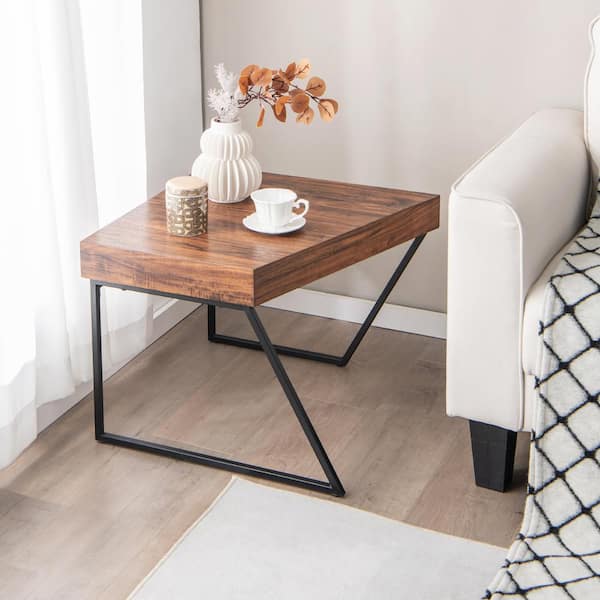 Nesting Coffee Table Set Of 2, 23.6" Round Coffee Table Wood Grain Top