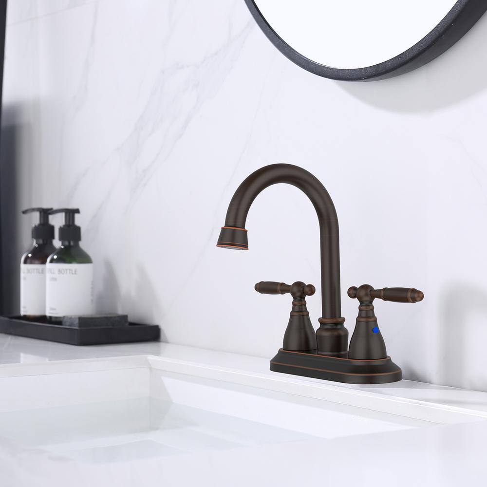 Oil Rubbed Bronze Double Handle Mid Arc Bathroom Faucet