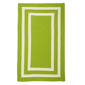 Griffin Border Lime/White 2 ft. x 3 ft. Braided Indoor/Outdoor Patio Area Rug