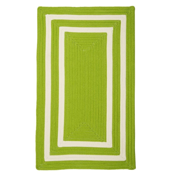 Home Decorators Collection Griffin Border Lime/White 5 ft. x 8 ft. Braided Indoor/Outdoor Patio Area Rug