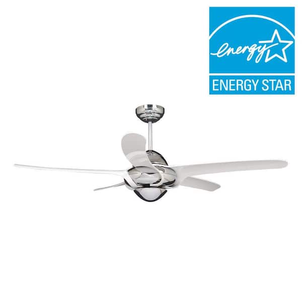 Vento Uragano 54 in. Indoor Chrome Ceiling Fan with 5 White Blades