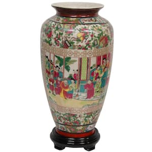 14 in. Porcelain Decorative Vase in Red