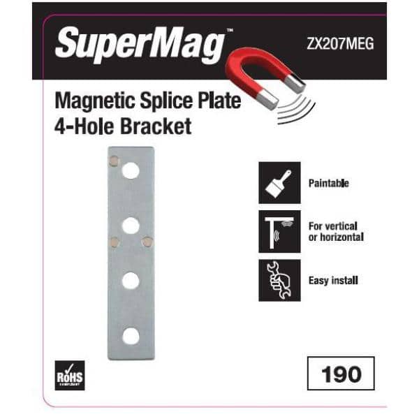 SuperMag 4-Hole Flat Straight Bracket with Magnets - Strut Fitting 