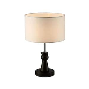 15 in. Dark Bronze Table Lamp with Wood Base