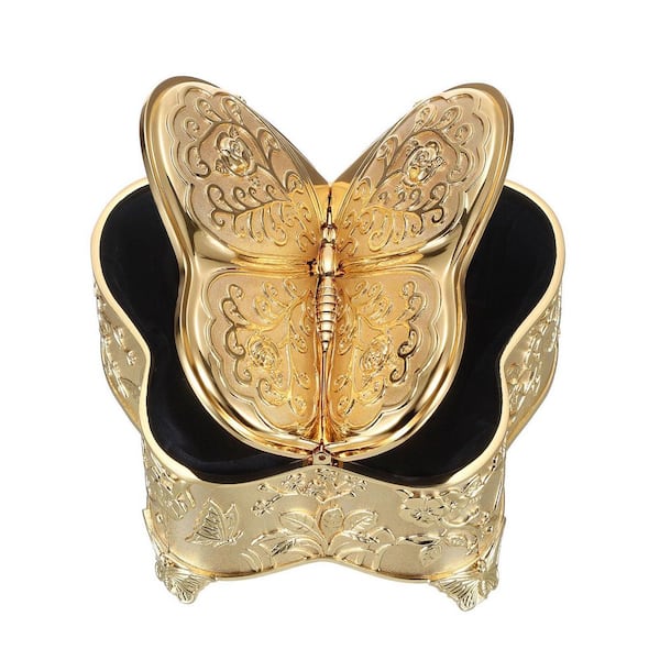 ヴィンテージ　ジュエリーボックス　バタフライ　アンティーク Vintage Butterfly Treasure Chest Jewelry Box Large Antique Wood