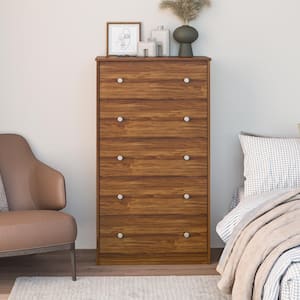 Home Ellery Tall 5-Drawer Dresser, Brown Oak
