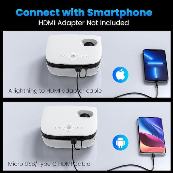 Lukyamzn 1920 x 1080P Full HD Mini Portable Projector with 7500