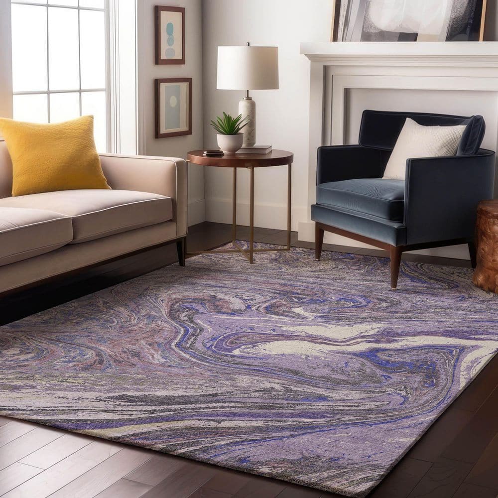 Mayfield Premium Machine Washable Abstract AMF1061 Lavender 9 ft. x 12 ft. Area Rug price history on PriceWatchPro