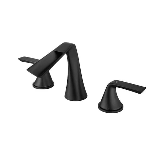Unbranded 8 in. Widespread 2-Handle Bathroom Faucet with Waterfall in Matte Black