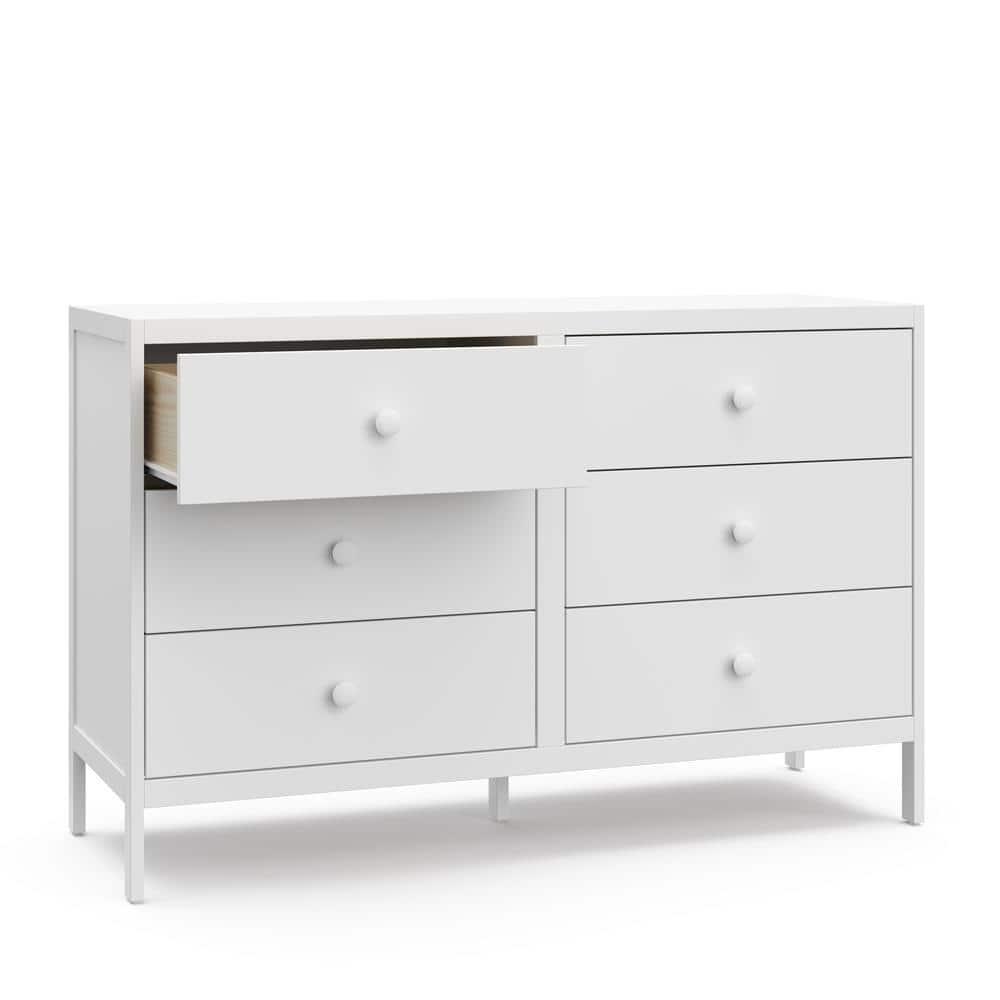 White GREENGUARD Certified 6-Drawer Double Nursery Dresser