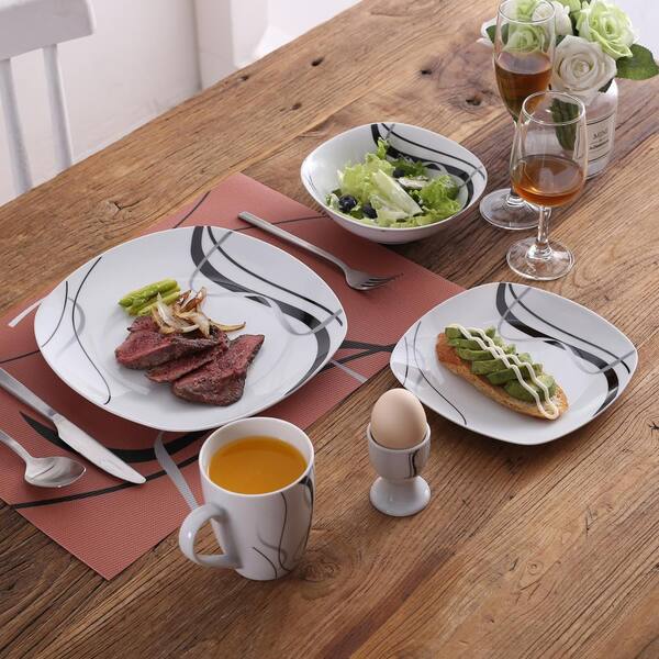 Series Fiona 20-Piece Dinner Set Porcelain White Dishes Sets Dinnerware Details about   VEWEET 