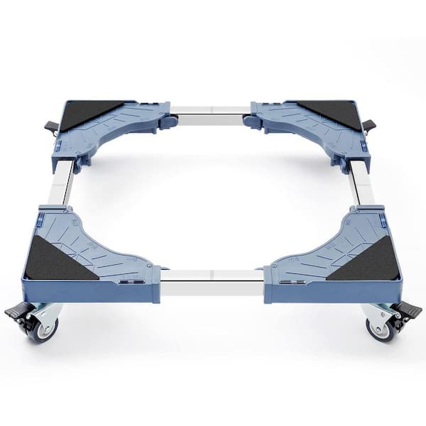 400 lb. Blue Adjustable Furniture Dolly with 4 Dual-Locking Wheels, Washing Machine Base Stand, Square Appliance Mover