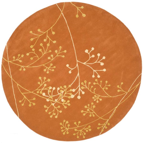 SAFAVIEH Soho Rust 8 ft. x 8 ft. Round Floral Area Rug