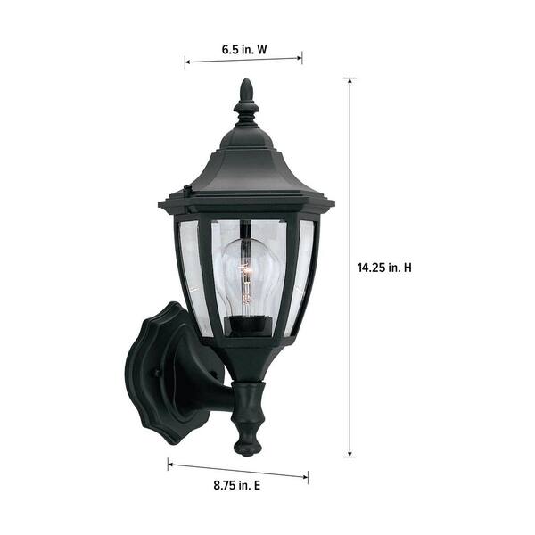 Designers Fountain - Waterbury 14.25 in. Black 1-Light Outdoor Line Voltage Wall Sconce with No Bulb Included