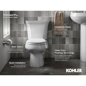 Wellworth 12 in. Rough In 2-Piece 1.28 GPF Single Flush Round Toilet in Biscuit Seat Not Included