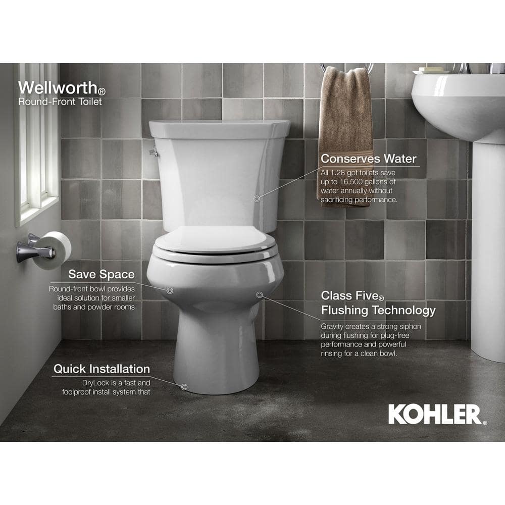 White Round-Front High Efficiency Toilet Bowl