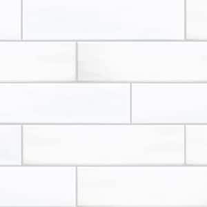 LuxeCraft White 4 in. x 16 in. Glazed Ceramic Undulated Wall Tile (13.2 sq. ft./Case)